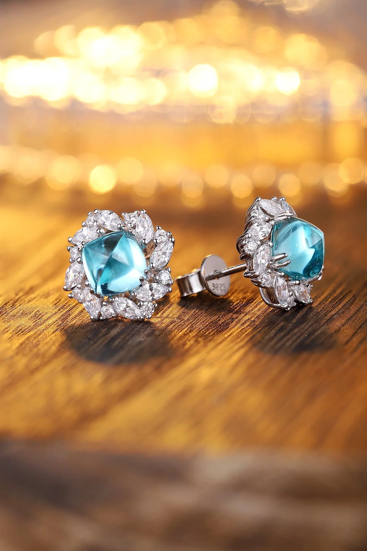Gemfiori Anster High Quality S925 Lab Grown Paraiba Earring Stud Dainty Gemstone Stud Earrings for Women Daily Wear Gift