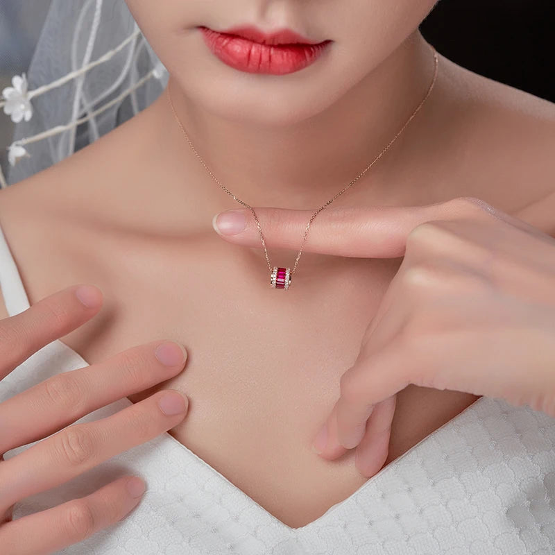 Gemfiori Whole Sale Custom Made Jewelry 18k Real Gold Natural Stone Ruby Jewellery Necklaces