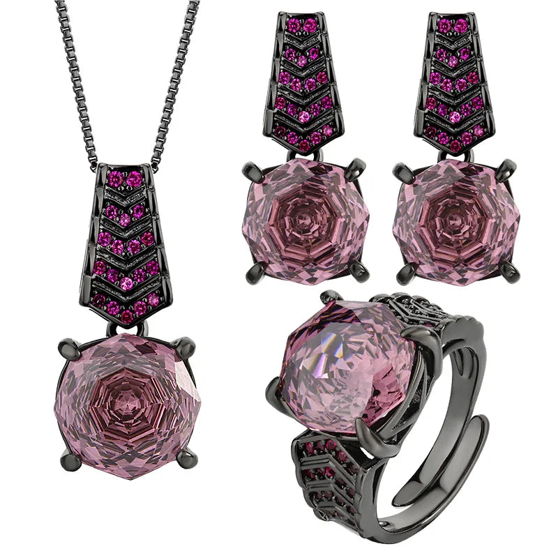 Gemfiori 2025 New Jewelry Brass Gold-plated Dried Rose Temperament Light Luxury Set