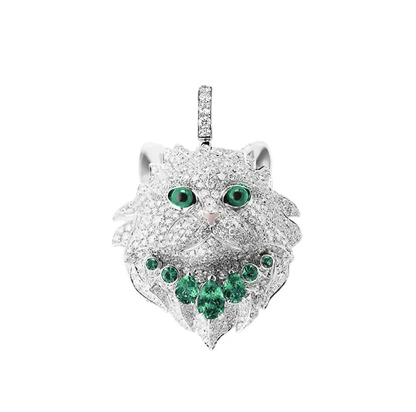 MUSHAN Jewelry Factory 925 Sterling Silver Necklace Fashion Women High Carbon Diamond Cartoon Cute Persian Cat Pendant Necklaces