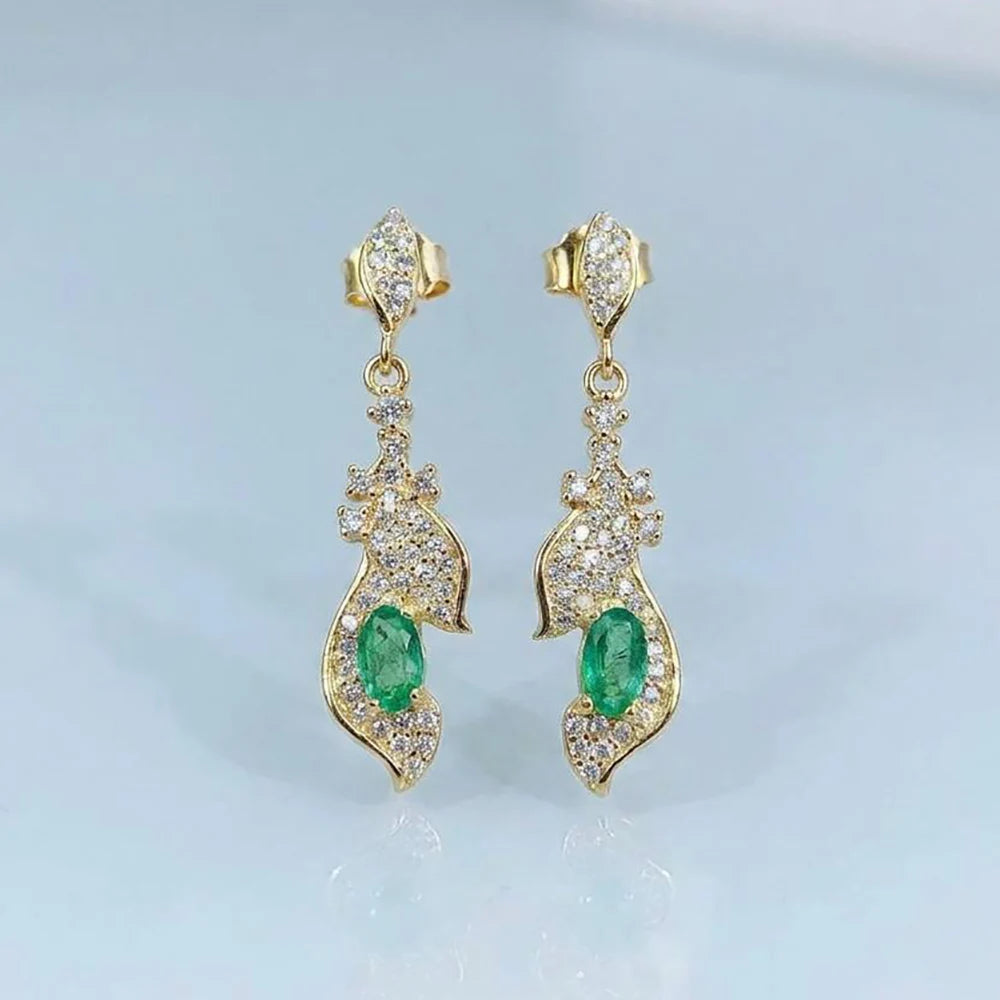 Gioiellieri Luxury S925 Stamped Silver Oval Cut Natural Emerald Earrings for Women Earth Mined Green Gemstone Wedding Anniversary Gift