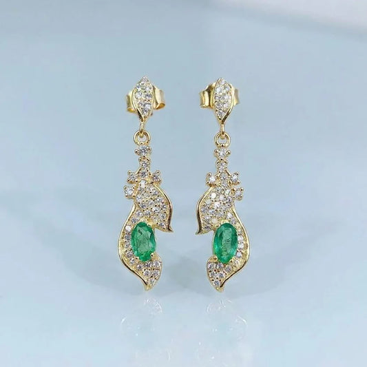 Gioiellieri Luxury S925 Stamped Silver Oval Cut Natural Emerald Earrings for Women Earth Mined Green Gemstone Wedding Anniversary Gift