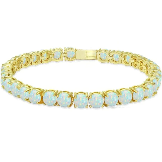 Gold Iridescent Opal Bracelet | Full-Stone Fashion Jewelry