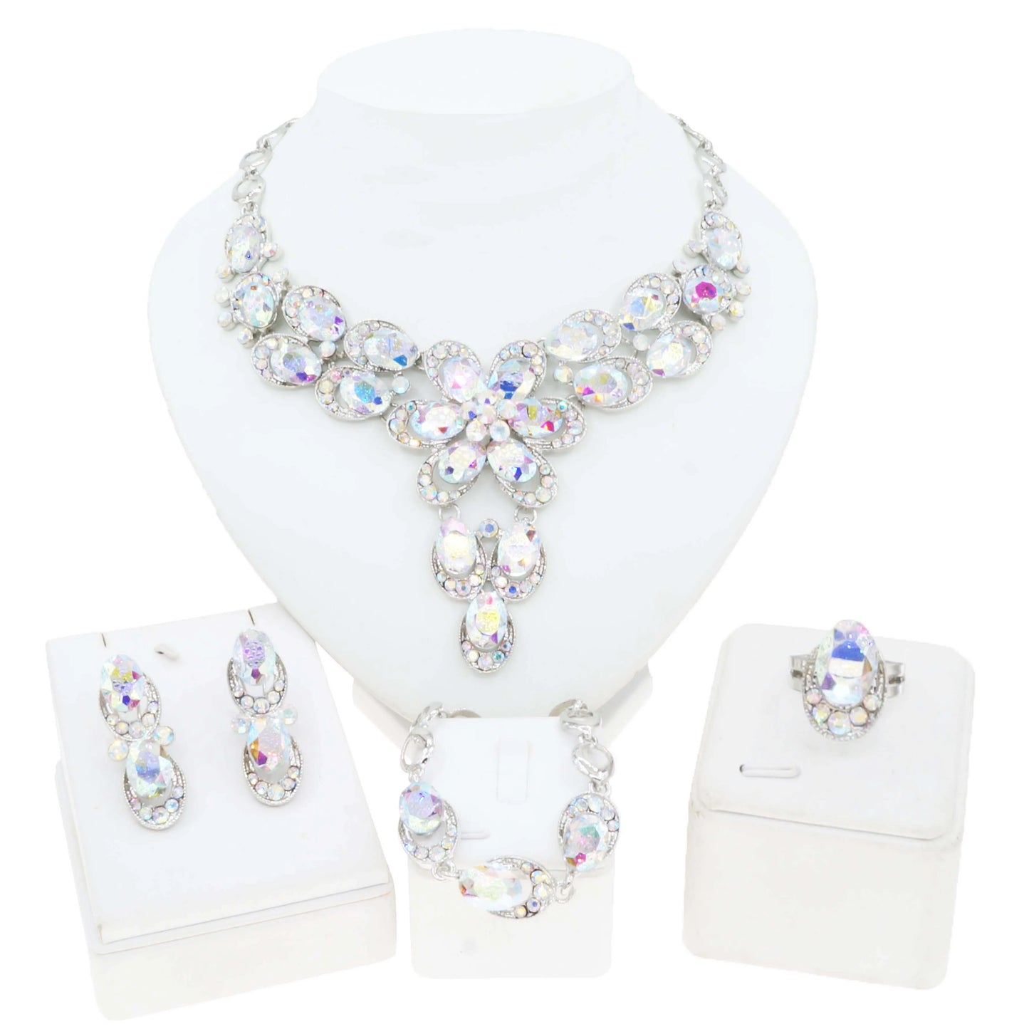 Zhuerrui Customized Women's Gold Jewelry Sets Simple Silver Beads Necklace Jewelry Set Fashionable Bridal Wedding Gift HA23284