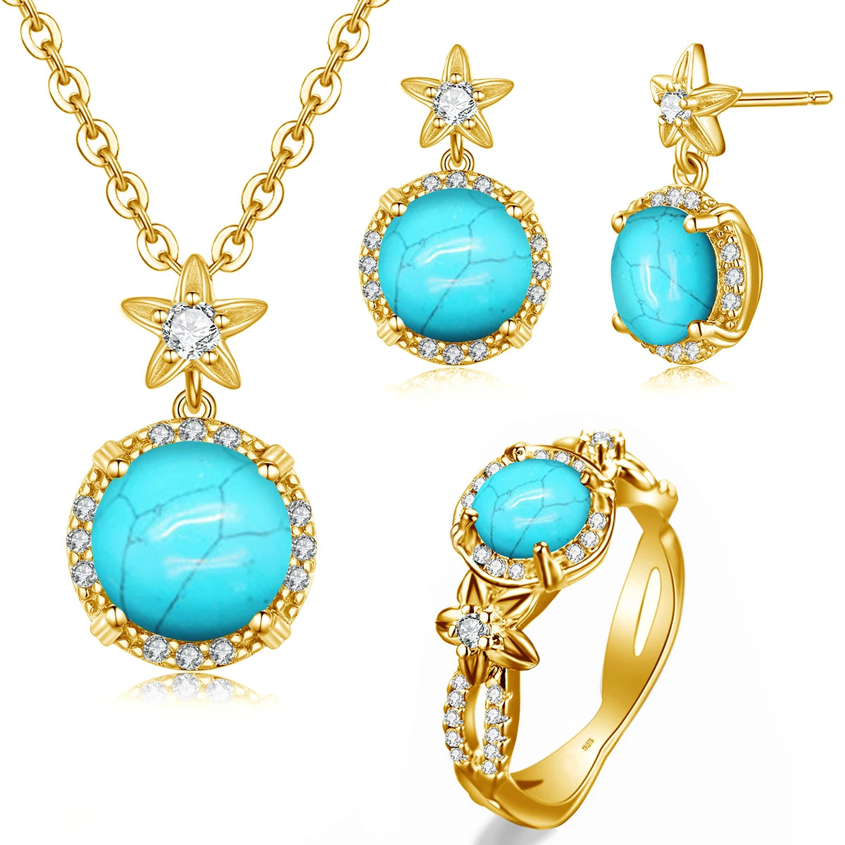 ArtistA French Noble Classic Jewelry Set Luxury Party Round Citrine 925 Ring Sterling Silver Women Jewellery Sets