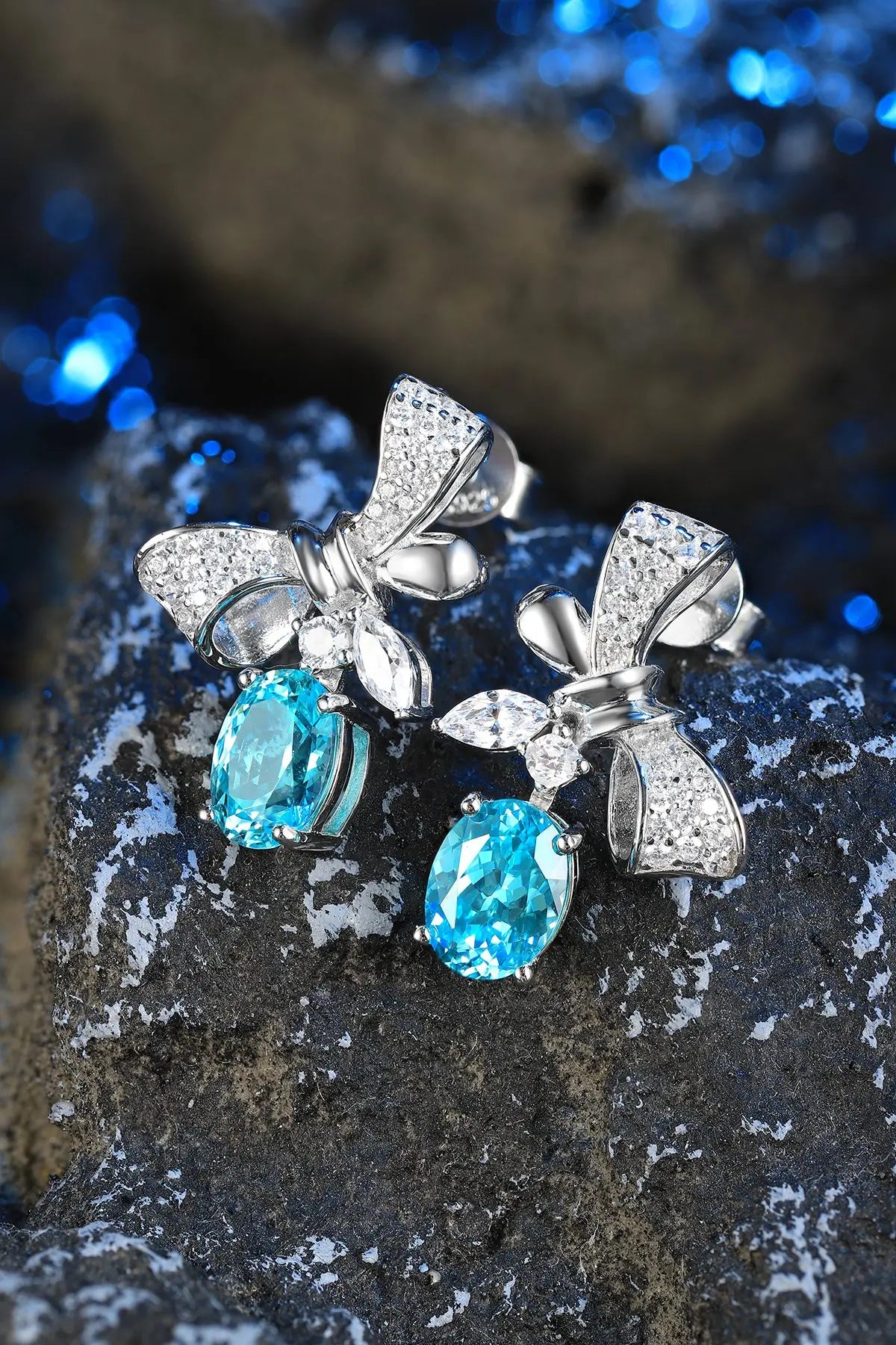 Gemfiori Anster High Quality S925 Lab Grown Paraiba Earring Stud Dainty Gemstone Stud Earrings for Women Daily Wear Gift