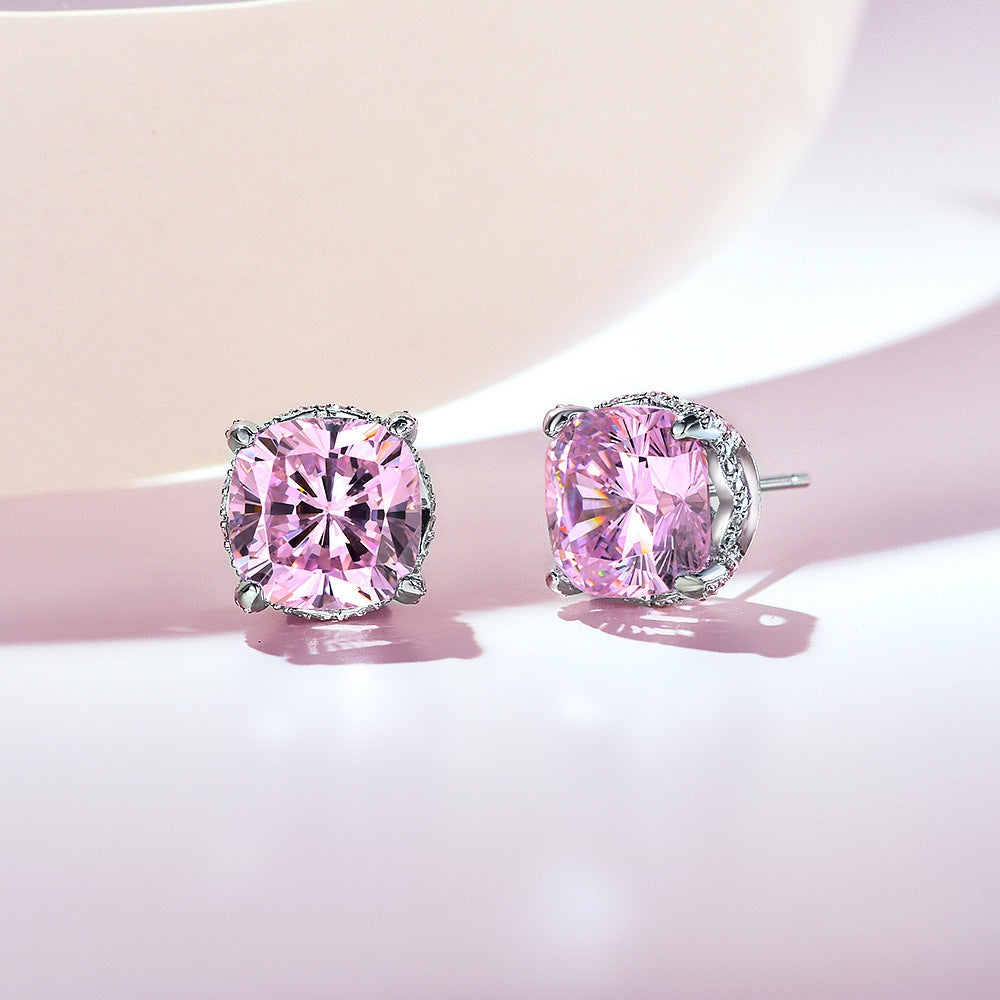 MUSHAN Jewelry Factory 925 Silver 5ct High Carbon Diamond Stud Earrings 10*10Simulation Diamond Earrings From Europe and America