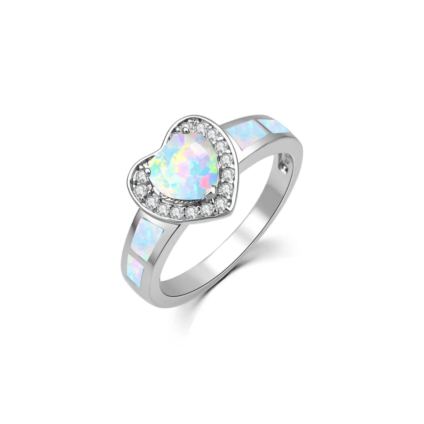 Heart Opal Twisted Ring | Iridescent Gem Inlay Band | Nature-Inspired Fashion Jewelry for Women Trendy Wear