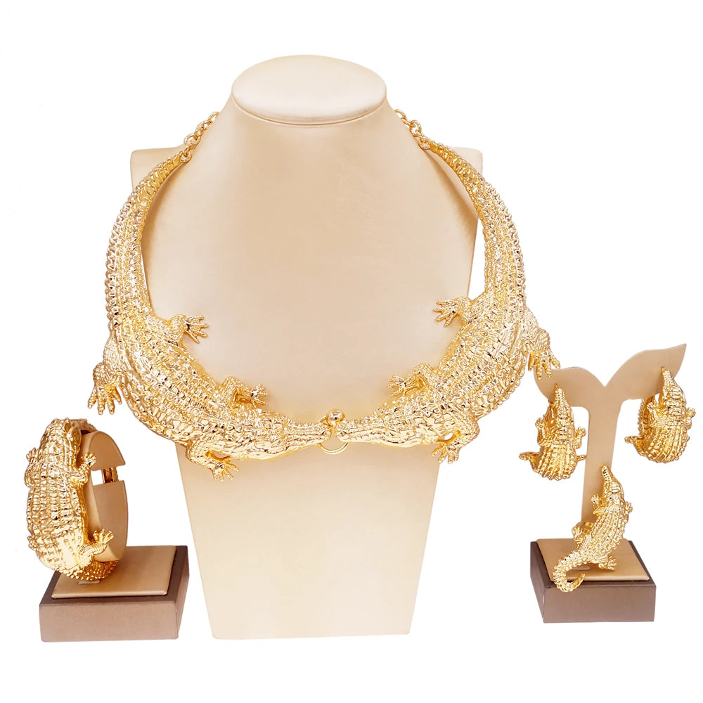Zhuerrui Fashion Necklace Big Jewelry Sets New Design 24k Italian Gold Plated Women Jewelry Set H00631