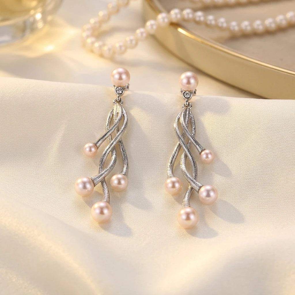2023 New Arrivals Custom Made 925 Recycled Pendant Earrings Freshwater Pearl Rhodium Plated Party Gift Jewellery New Earring