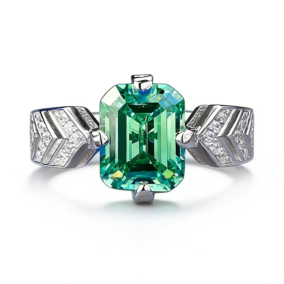Elegant Women 925 Sterling Silver Emerald 5A 8A Cubic Zirconia Ring Promise Wedding Rings Custom Jewelry Manufacturing OEM/ODM