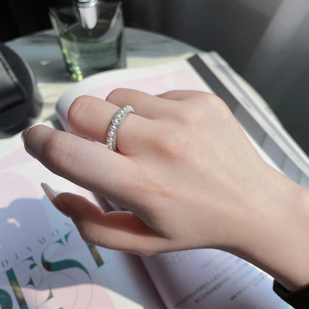 MuShan Jewelry Factory 2026 European American Minimalist Wedding Ring S925 Silver Platinum Plated Beaded Half Hole 2.5mm Cold