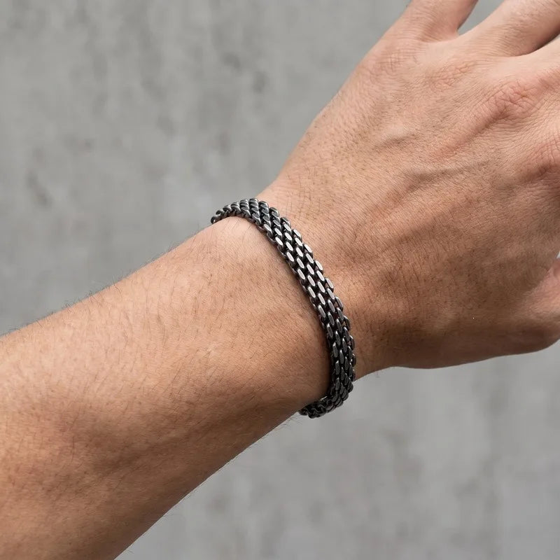 Kalen Fashion Mesh Chain Bracelet Trendy Versatile Facet Woven Chain with Extension Chain Stainless Steel Unisex Hand Jewelry