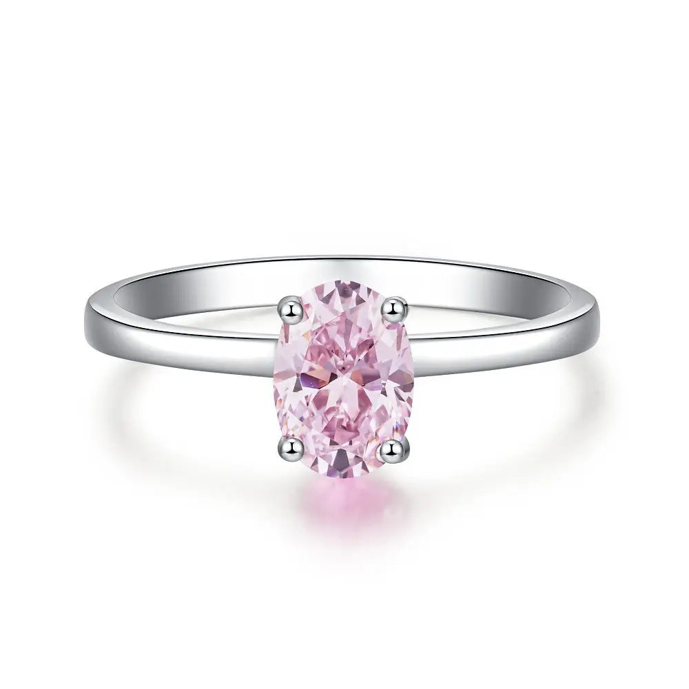 Wholesale Waterproof 5A 8A Pink Cubic Zirconia Rings 925 Sterling Silver OEM ODM Custom Factory Direct Ring Jewelry Manufacturer