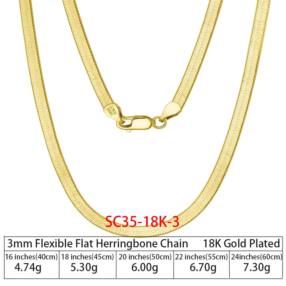 BSC-20 RINNTIN Wholesale 925 Sterling Silver Chains Gold Vermeil Jewelry