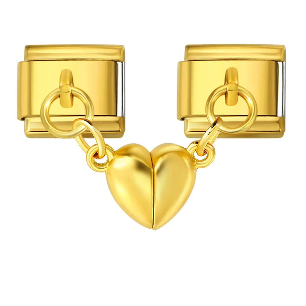 New Fashion Heart Magnetic Attraction Removable Pendant Link Fit 9mm Stainless Steel Italian Charm Bracelet Jewelry DIY Making