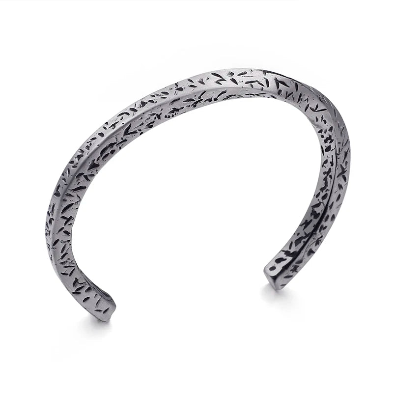 KALEN Silver Stainless Steel Opening Cuff Men Charm Twisted Fashion Bangle