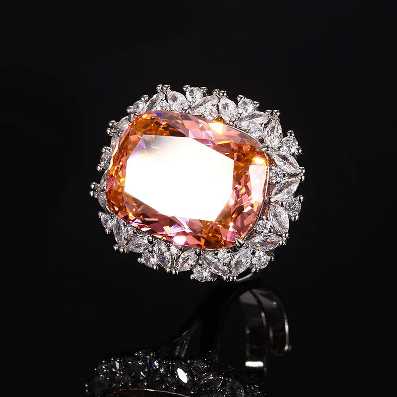 Gemfiori Fashionable Luxury Inlaid Geometric Zircon Necklace Earrings Ring Set Light Luxury Minimalist Jewelry