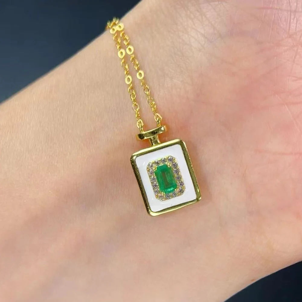 Gioiellieri Hot Popular Vintage 925 Silver Emerald Fashion Classic Style Rose Gold Plated China Oval Cut Pendant Gift