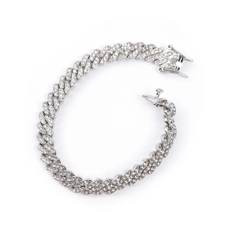 BiG-BOSS Hip Hop 9mm Diamond Cuban Chain Necklace for Men and Women Full Diamond with Zinc Alloy Fashion Charm for Bracelet by Stock
