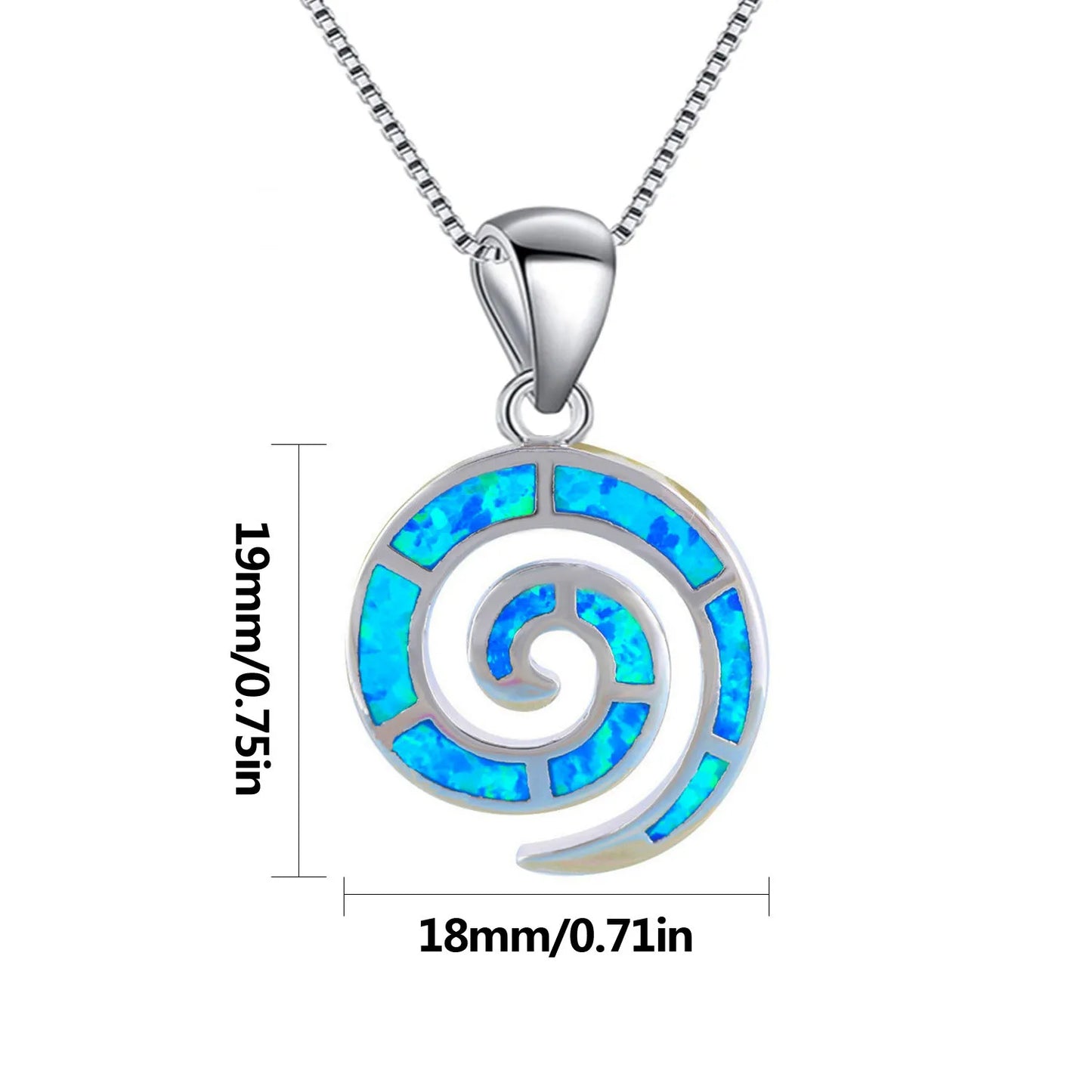 Aobao New Style Fashion Jewelry: Blue Opal Swirl Necklace with Snail Pendant, Sweater Chain, Opal Necklace