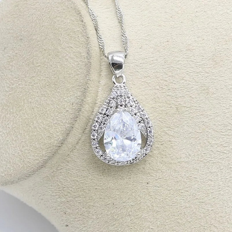 XOTICA Silver Bridal Wedding Jewelry Sets for Women for Gift Featuring Zircon Hoop Earrings Necklace Ring Pendant Bracelets