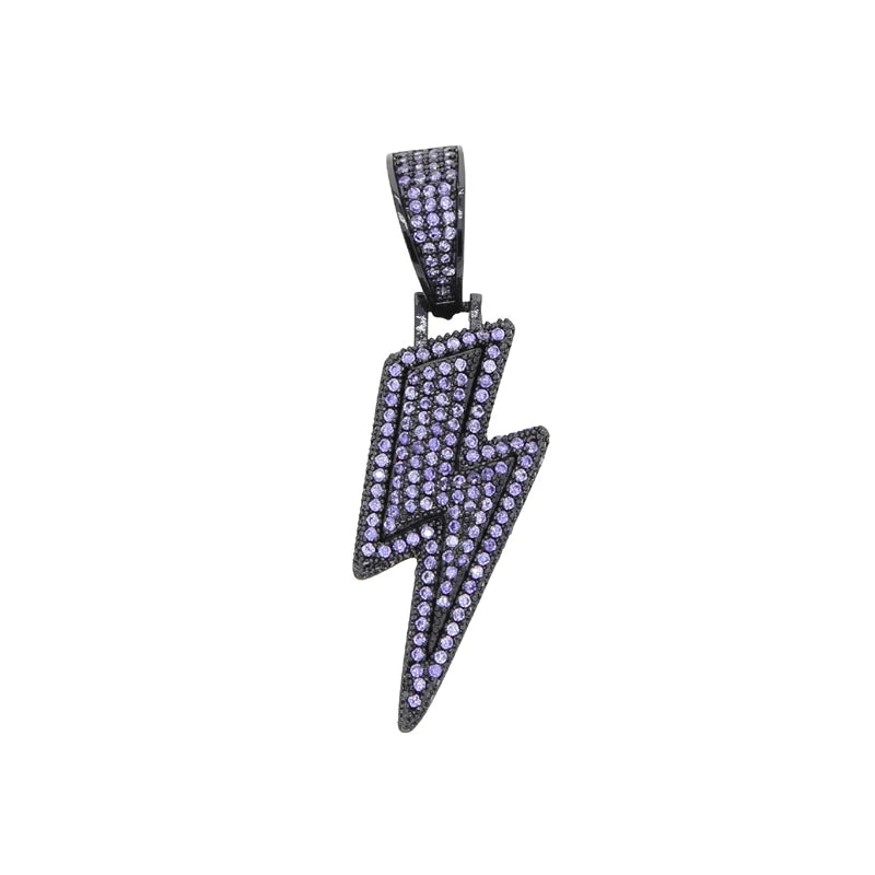 New Arrival Summer Hip Hop Men's Jewelry 5-Color Lighting Bolt Pendant Necklace for Engagement Wedding Party or Anniversary