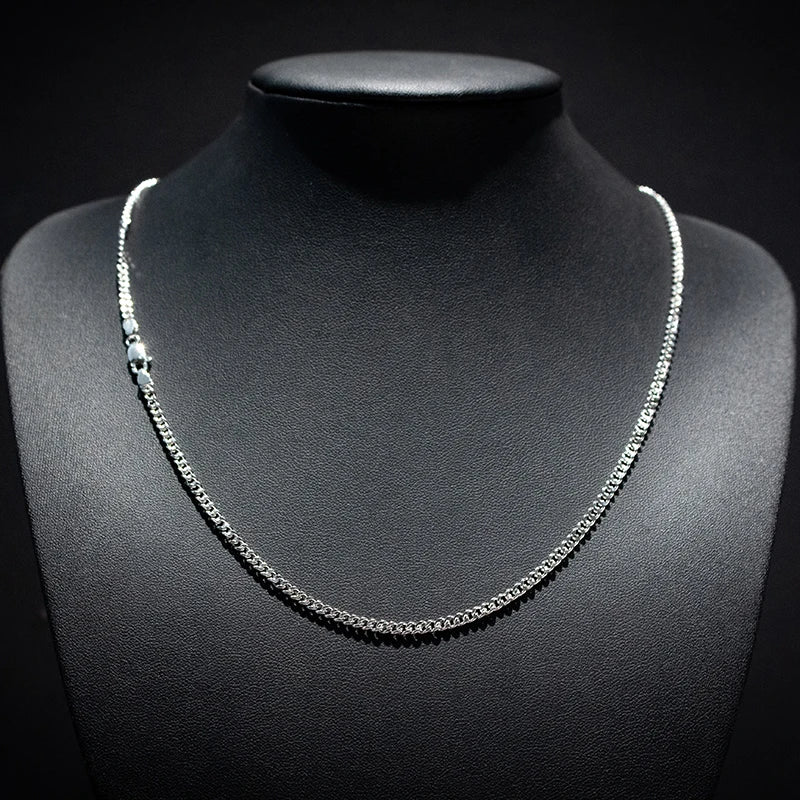 BiG-BOSS Cuban Link Chain Hip Hop Jewelry 3mm 925 Sterling Silver Cadenas Cubanas Fashion Men Necklace