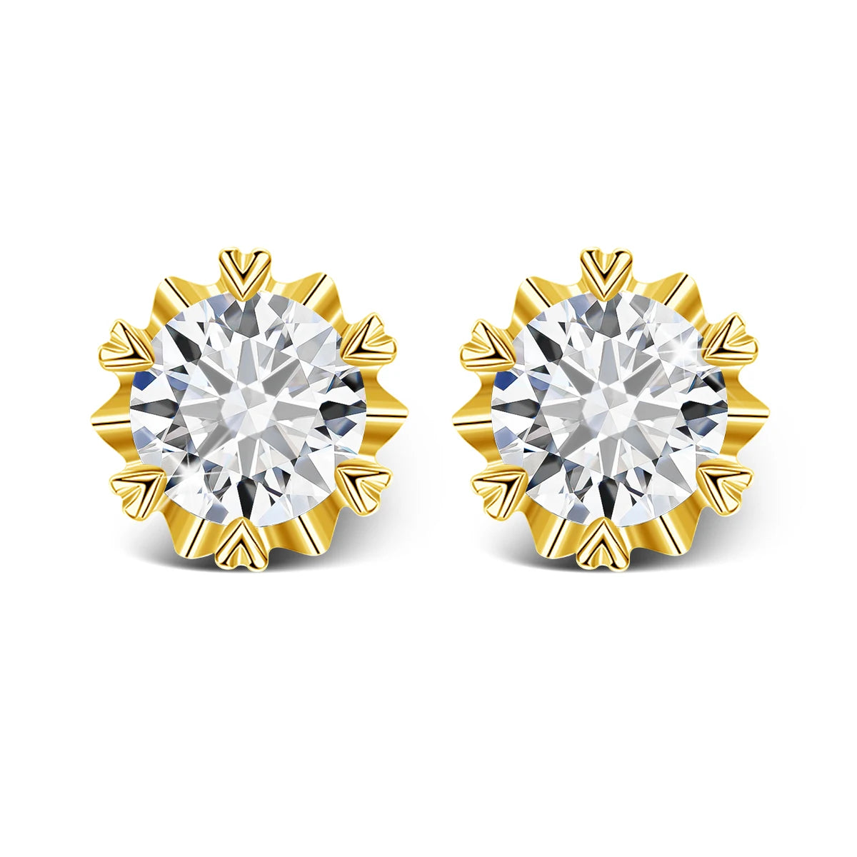Gioiellieri High-end Jewelry Supplier Moissanite 0.5CT 1CT 2CT 14k Gold VVS1 Moissanite Stud Earrings With Gra Certificate