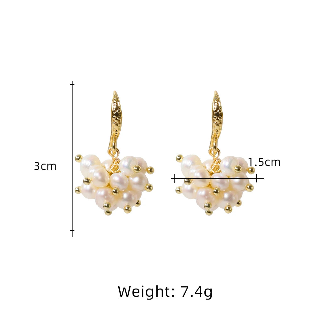 Natural Freshwater Pearl Baby Pearl Berry Earrings Korean Women's Luxury Jewelry Fashion Women's and Girls' Gifts GE1563