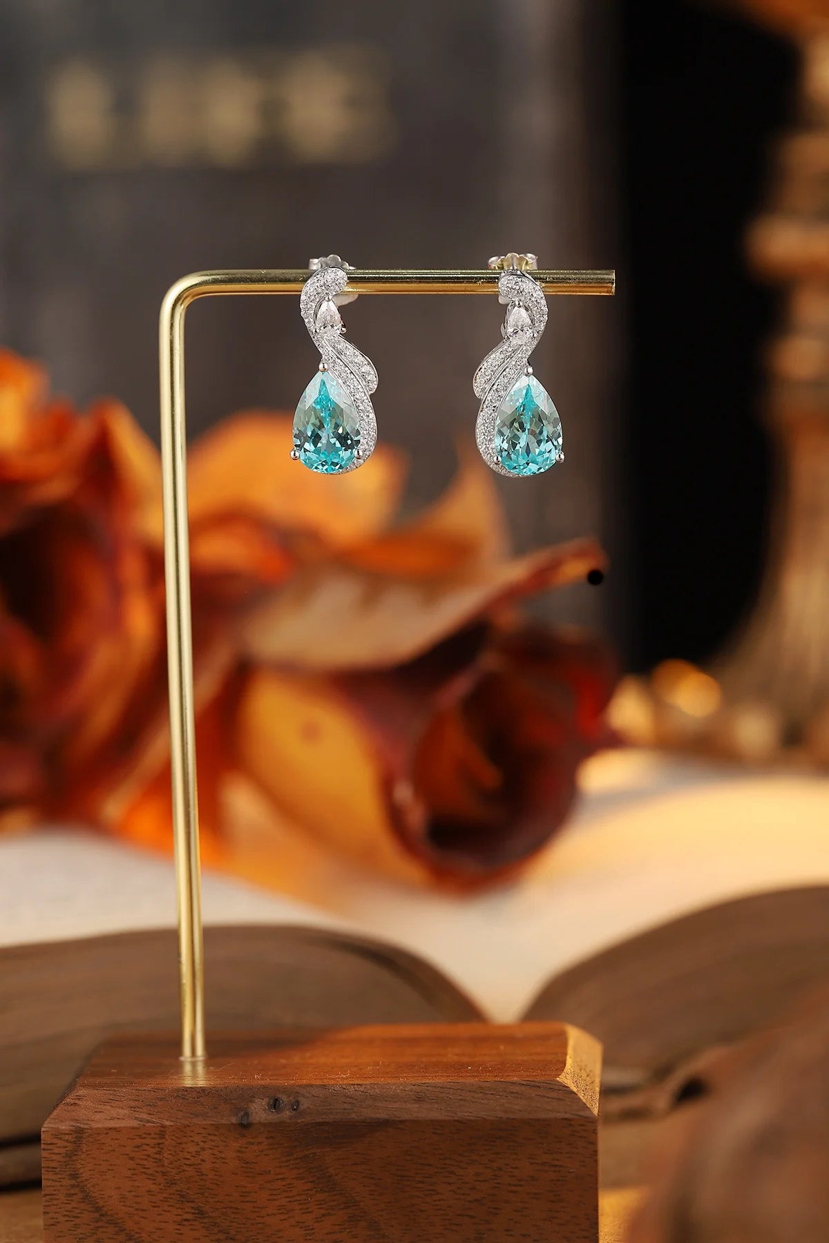Gemfiori Anster High Quality S925 Lab Grown Paraiba Earring Stud Dainty Gemstone Stud Earrings for Women Daily Wear Gift
