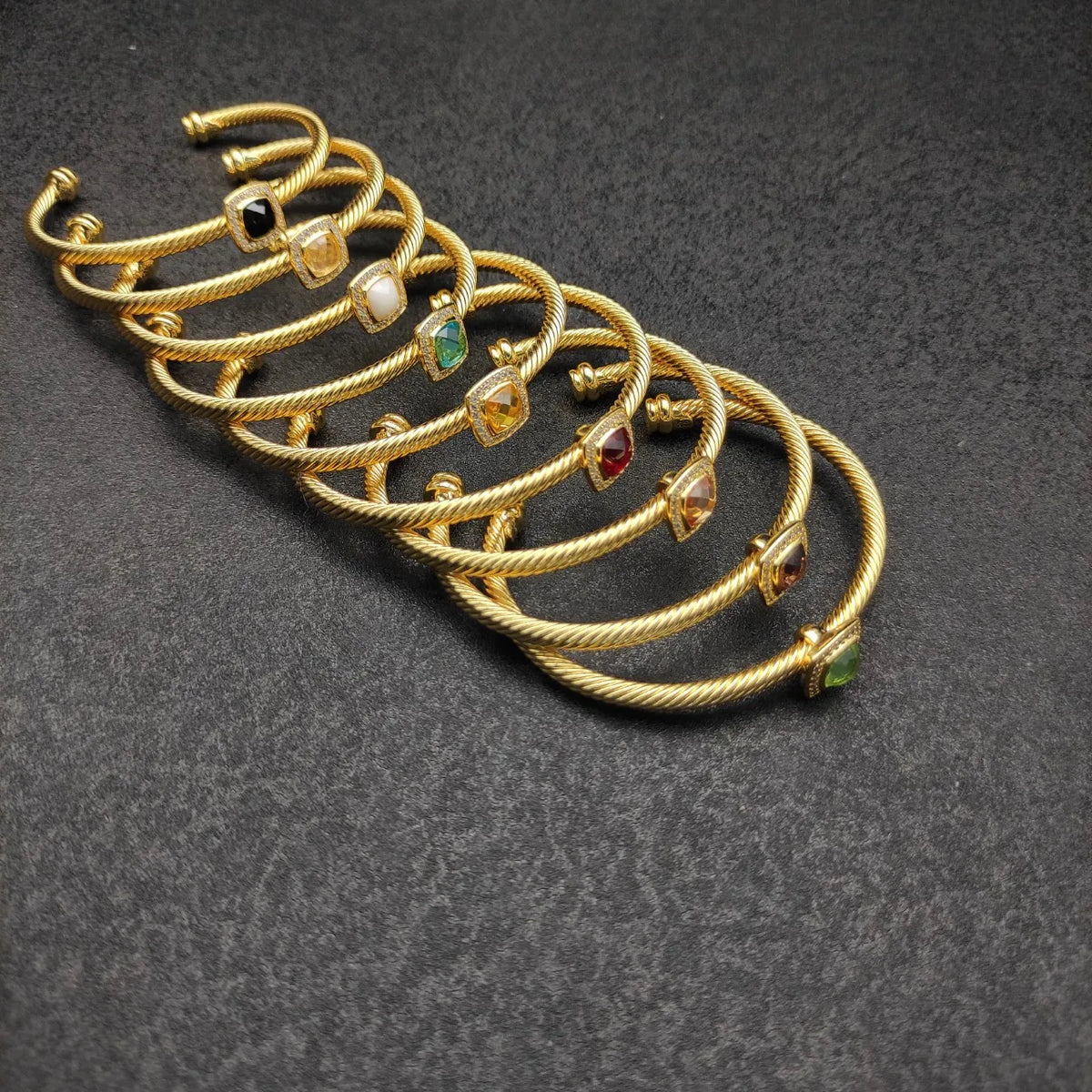 FASHIONISTA DY High-Quality Gold-Plated 4mm Square Diamond Bracelet, Fashionable Colored Diamond Bracelet, Jewelry