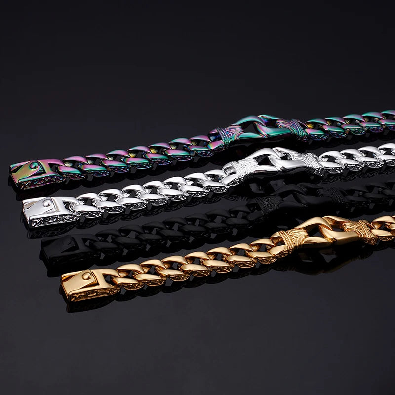 KALEN Black Plating Spring Clasp Stainless Steel Bracelet Men