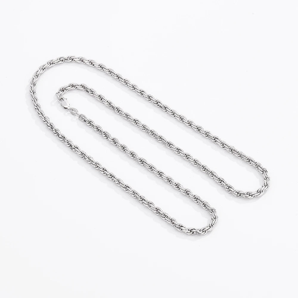 S&S 925 Sterling Silver Diamond Cut Rope Chain Necklace — S&S Collection