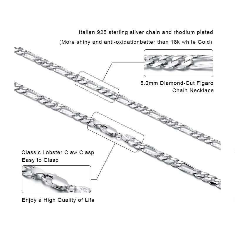 S&S Diamond-Cut Figaro Chain Necklace | 925 Sterling Silver | S&S