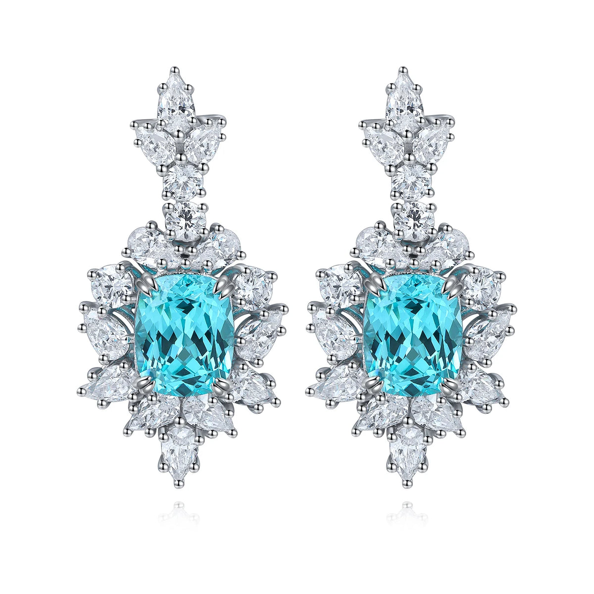 ArtistA Luxury Style Halo Oval Shape S925 Sterling Silver Jewelry Paraiba Gemstone Teardrop Earring
