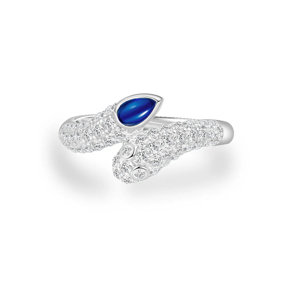 MuShan Jewelry Factory New 0.3ct Teardrop Lab Grown Red and Blue Sapphire 3*5 Ring With Full Diamonds From Europe and America