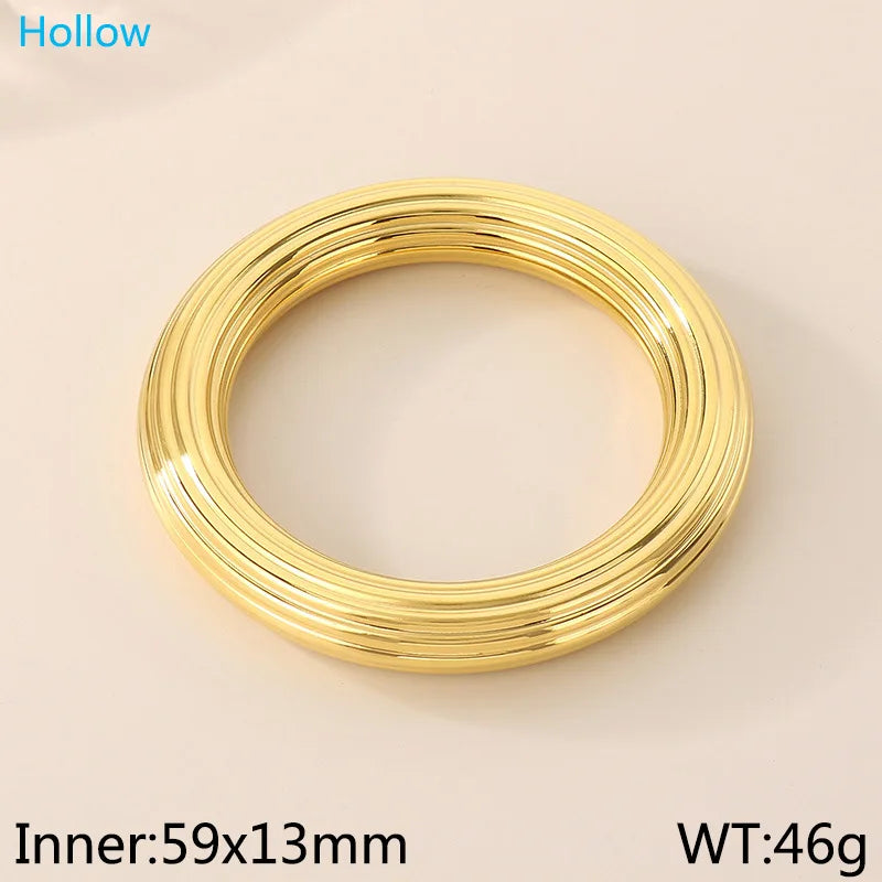 Kalen Popular Lady Stripe Bangle Bracelet 18K Gold-Plated Stainless Steel Hollow Fine Jewelry Trendy Bangle for Women