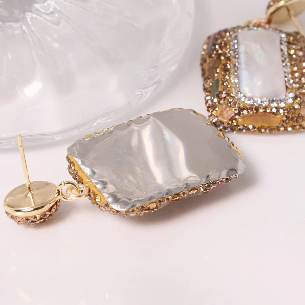 Natural Freshwater Baroque Inlaid Zircon Pearl Earrings Korean Style Women Luxury Jewelry Fashion Ladies and Girls Gift GE1523