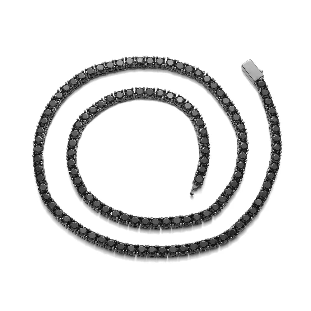 S&S 4mm Iced Out CZ Tennis Chain Necklace — Coloured Zircon | Gold, Silver & Black | S&S Collection