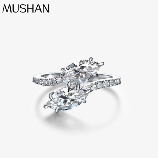 MuShan Jewelry Factory 2026 New Model S925 Silver 5*10 Marquise Opening Simple 0.75 Carat Ring
