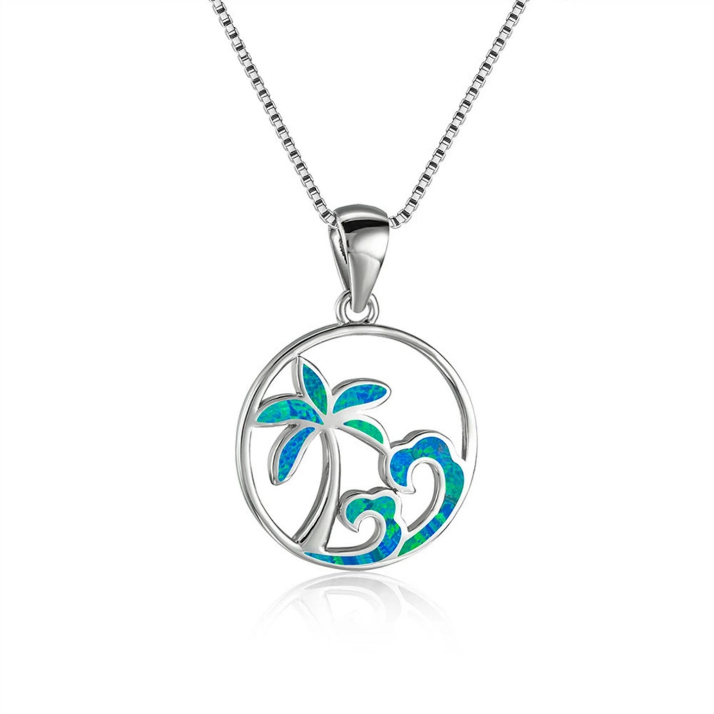 Plant Silver Plated Copper Alloy Opal Lariat Necklace for Women Aobao