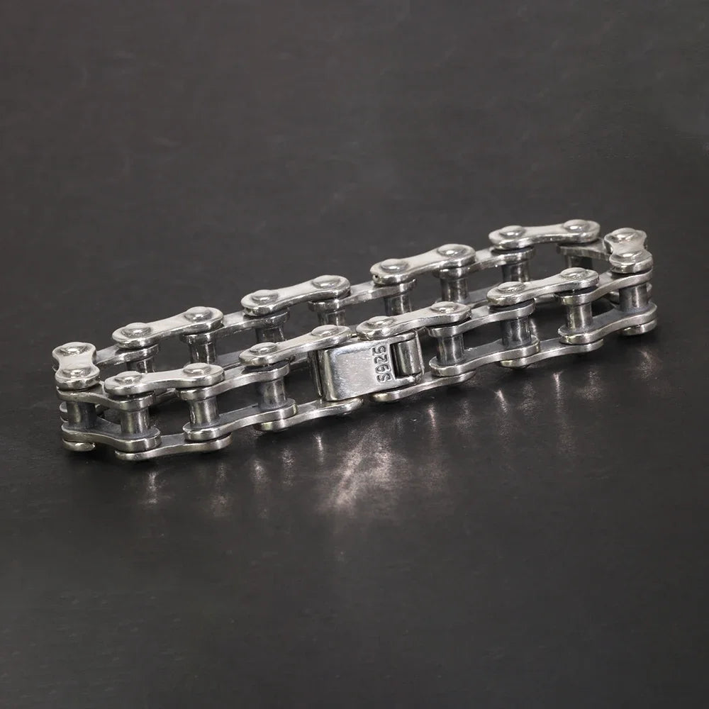 13mm New Arrival Vintage Bicycle Chain Bracelet 925 Sterling Silver for Men Viking Fine Jewelry