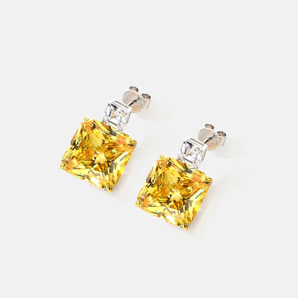 MUSHAN Jewelry Factory Silver Stud Earrings With High End Feel Electroplated White Gold and Yellow Diamond Earrings