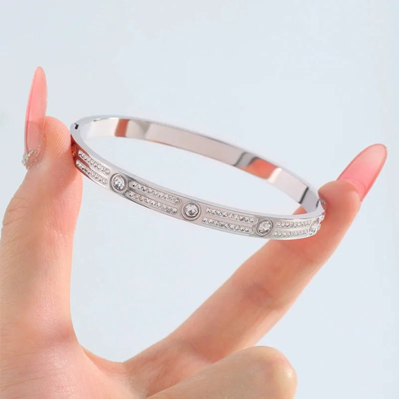 REBEL Stainless Inoxydable Stainless Steel 18K Gold Plated Roman Women Fashion Jewelry Bracelets Bangles