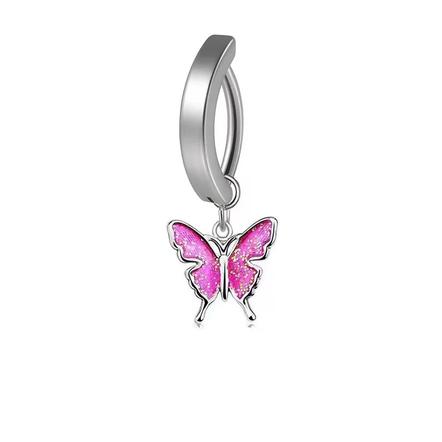 S&S Minimalist Curved Smooth Belly Button Nail butterfly Five Pointed Star Belly Button Buckle Piercing Jewelry