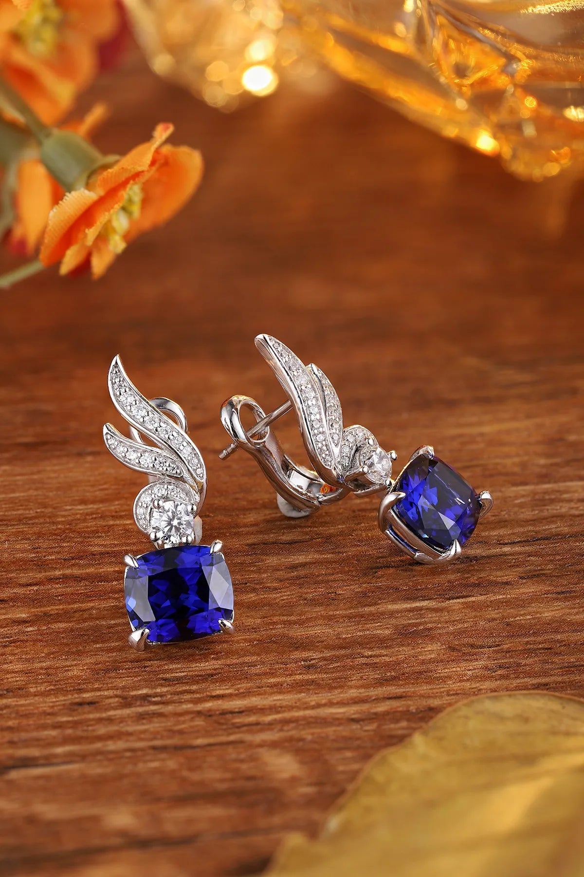 Gemfiori Anster High Quality S925 Lab Grown Sapphire Earring Stud Dainty Gemstone Stud Earrings for Women Daily Wear Gift