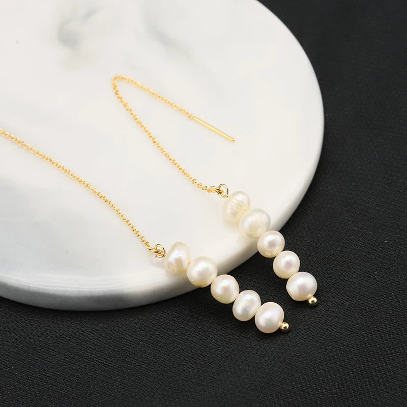Natural Freshwater White Pearls  Wholesale Fashion Jewelry Earrings Luxury 18k Gold Plating Hoop Earrings
