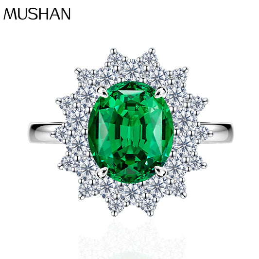 MuShan Jewelry Factory 925 Sterling Silver Rings 11.5ct Green Gemstones Wedding Anniversary High Carbon Diamond Ring Jewelry