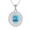 925 Sterling Silver Classic Square Blue Zircon Pendant Necklace | Luxury Blue Stone Clavicle Chain Birthday Gift for Women